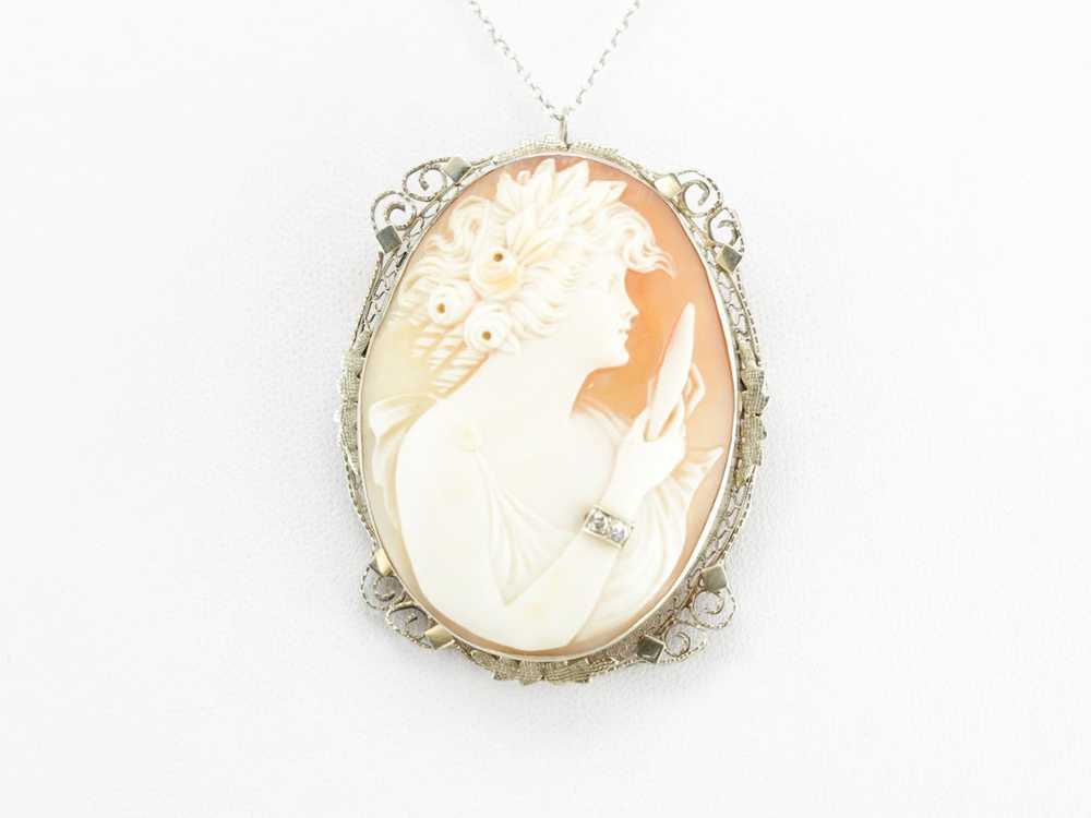 Unique Diamond Cameo Brooch or Pendant - image 5