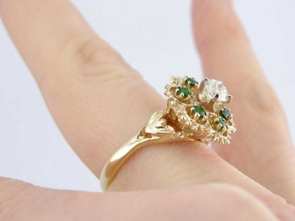 Demantoid Garnet and Diamond Ladies Cocktail Ring - image 4