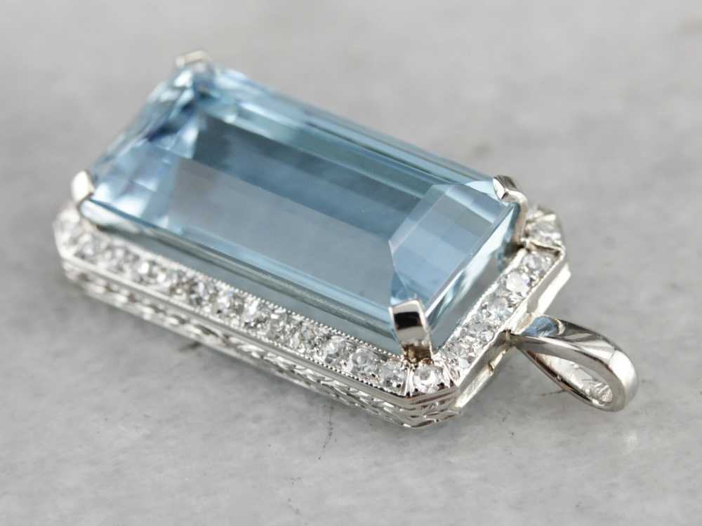 Platinum Aquamarine Cocktail Pendant - image 2