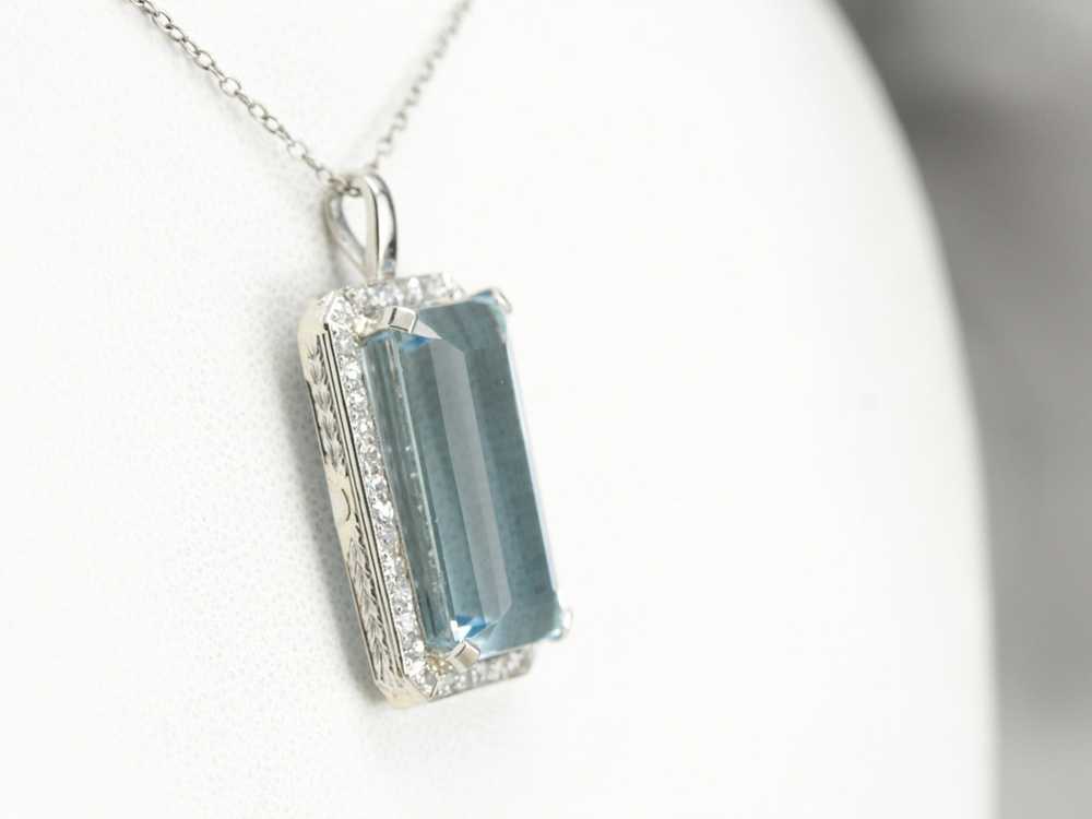 Platinum Aquamarine Cocktail Pendant - image 4