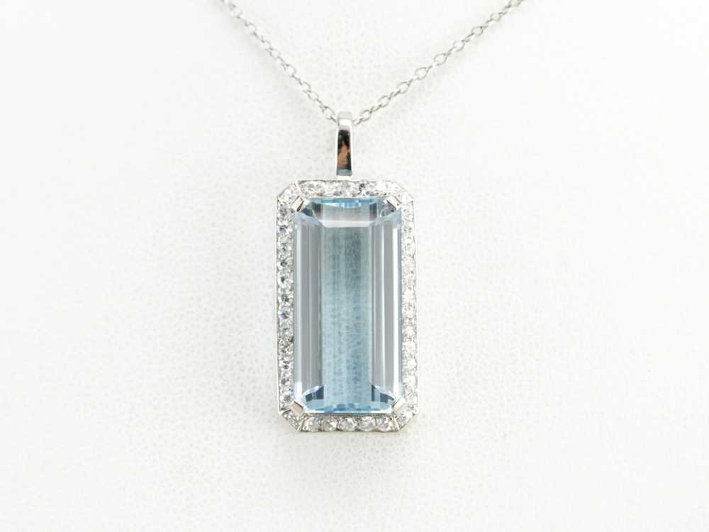 Platinum Aquamarine Cocktail Pendant - image 5