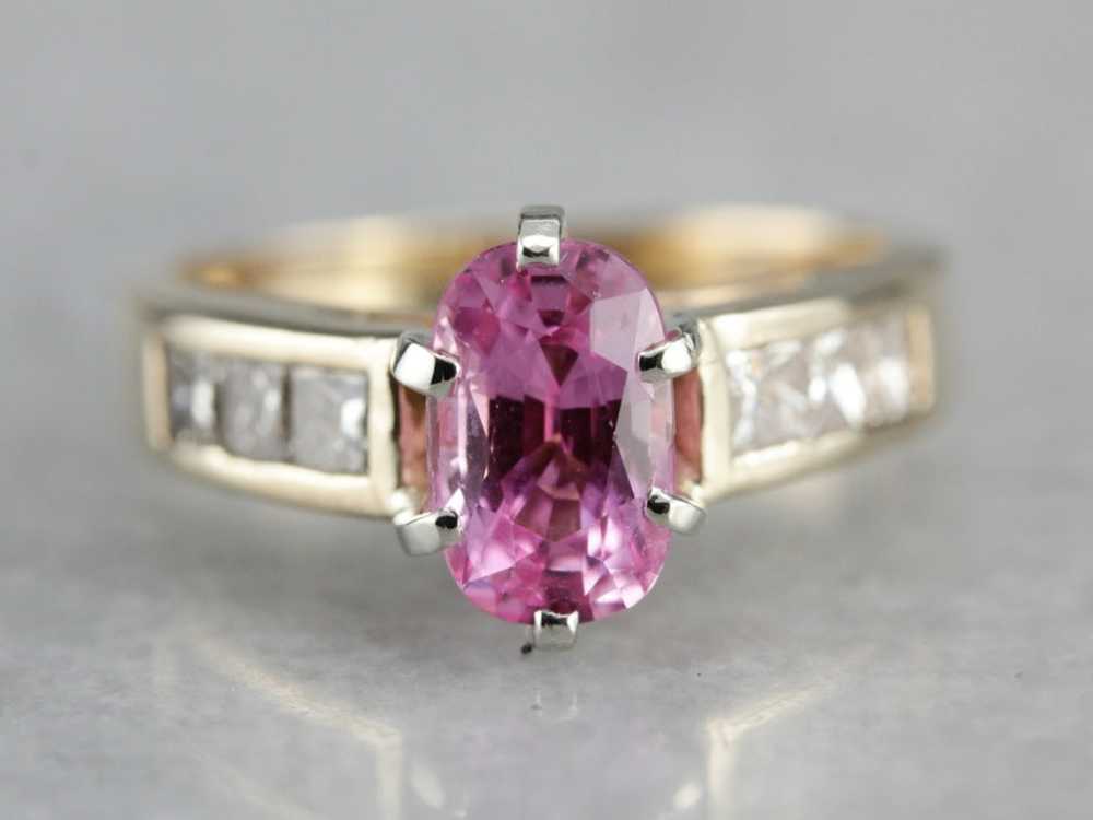 Modern Pink Sapphire Anniversary or Engagement Ri… - image 1