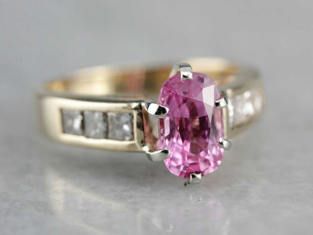 Modern Pink Sapphire Anniversary or Engagement Ri… - image 2