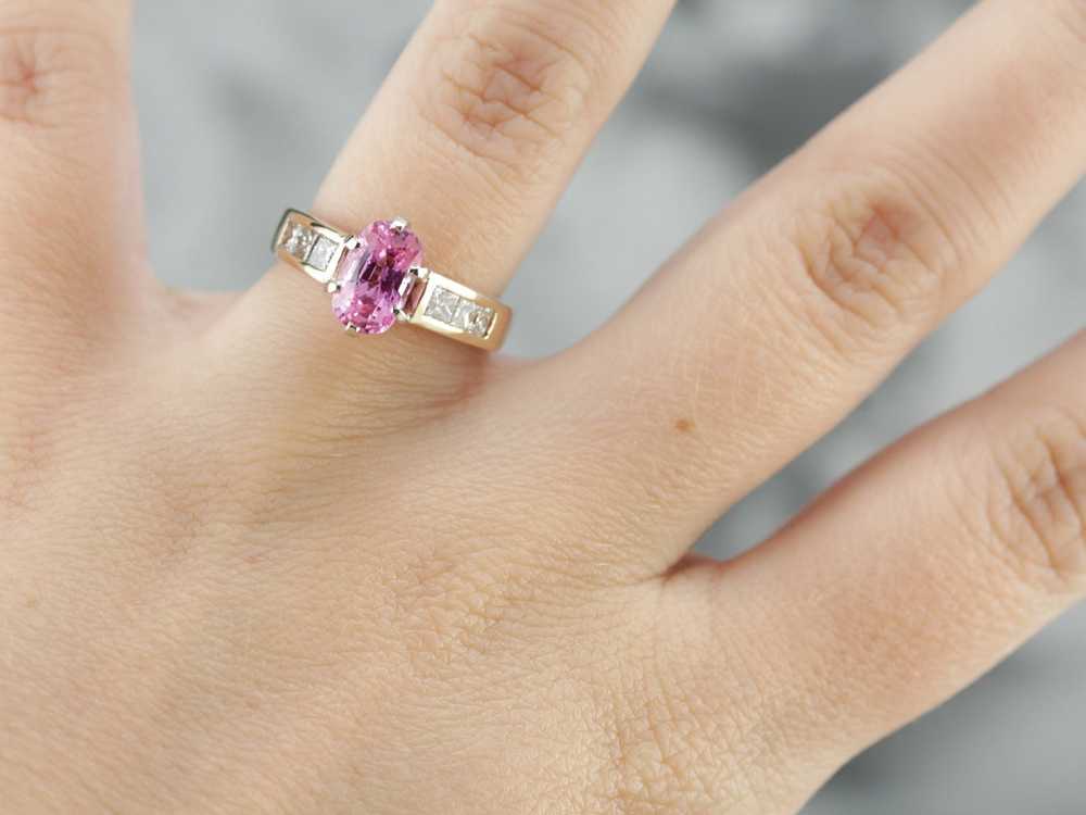 Modern Pink Sapphire Anniversary or Engagement Ri… - image 4