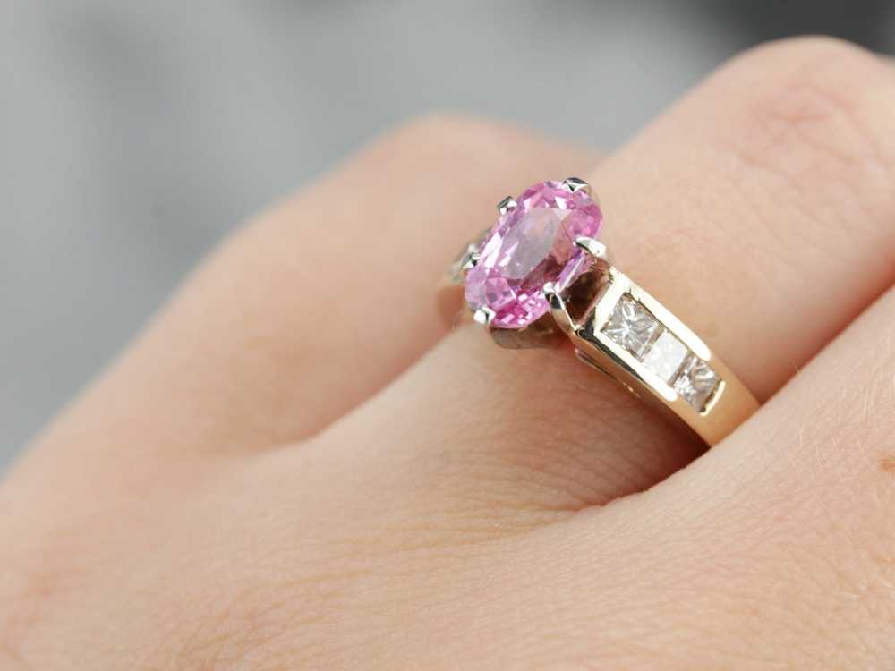 Modern Pink Sapphire Anniversary or Engagement Ri… - image 5