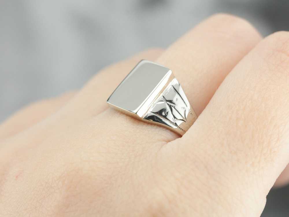 Unisex Mix Metal Signet Ring - image 5