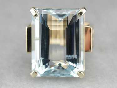 High Quality Aquamarine Cocktail Ring - image 1