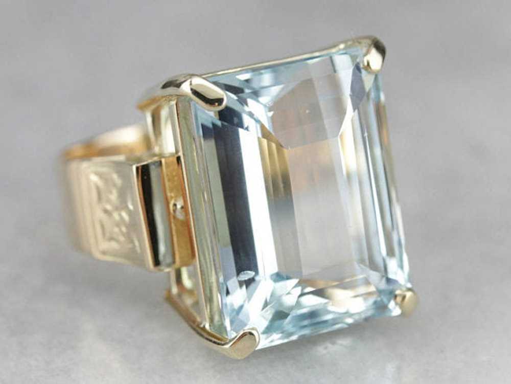 High Quality Aquamarine Cocktail Ring - image 2