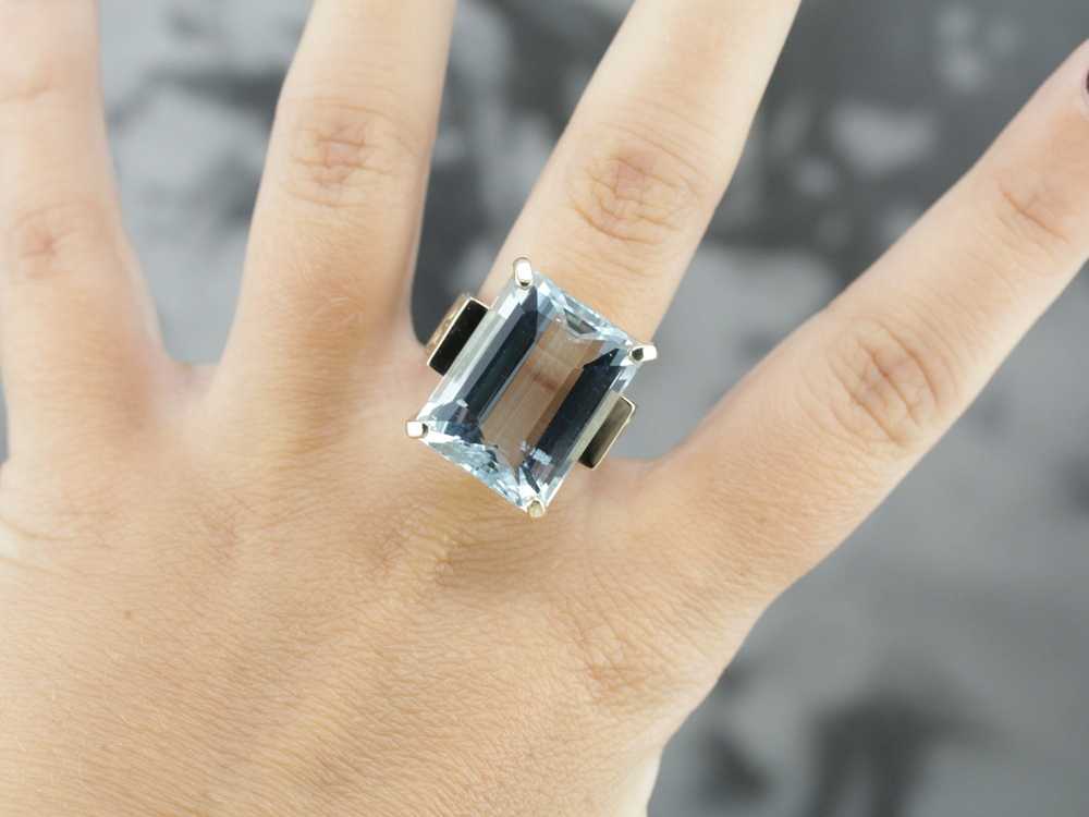 High Quality Aquamarine Cocktail Ring - image 4