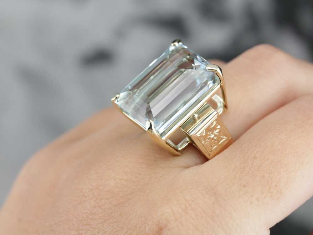 High Quality Aquamarine Cocktail Ring - image 5