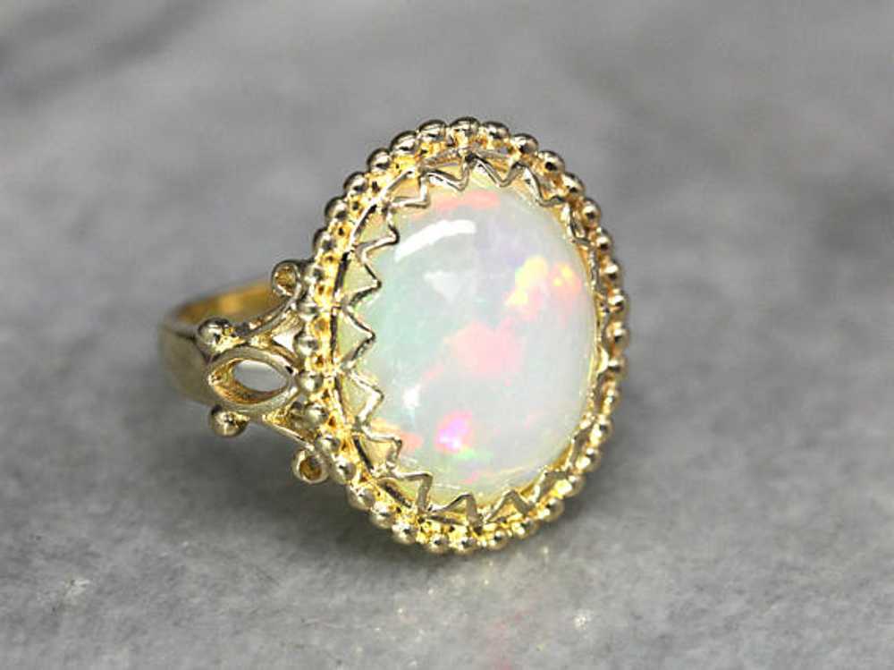 Ornate Vintage Opal Statement Ring in Yellow Gold - image 1