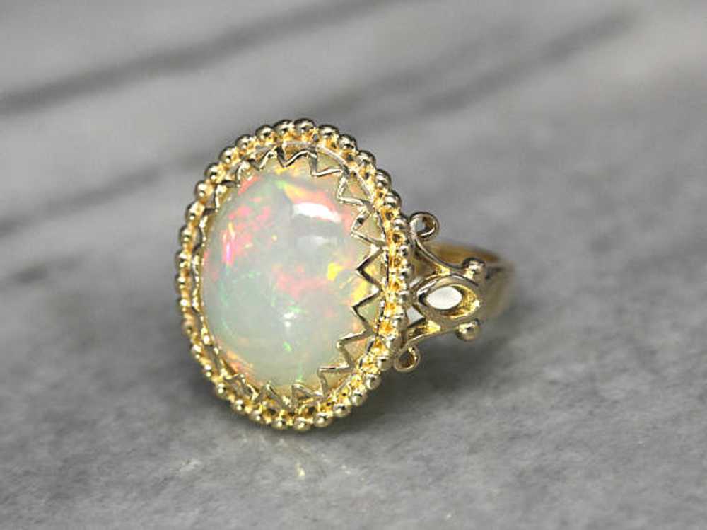 Ornate Vintage Opal Statement Ring in Yellow Gold - image 3