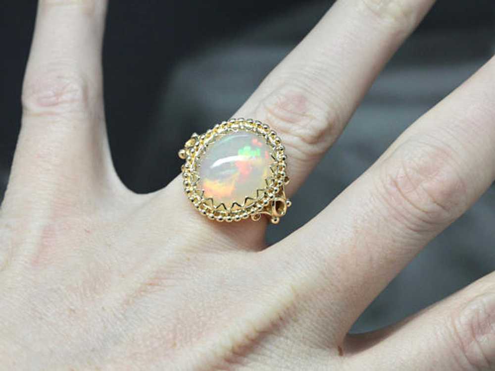 Ornate Vintage Opal Statement Ring in Yellow Gold - image 4