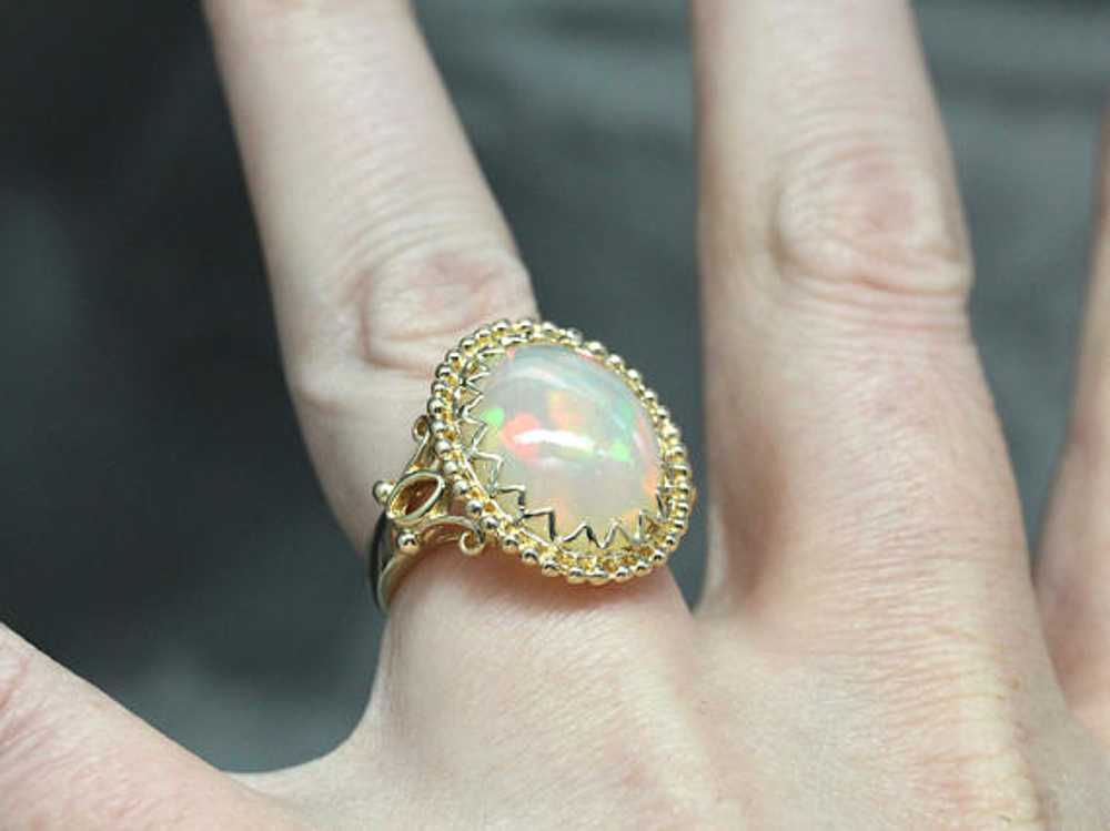 Ornate Vintage Opal Statement Ring in Yellow Gold - image 5