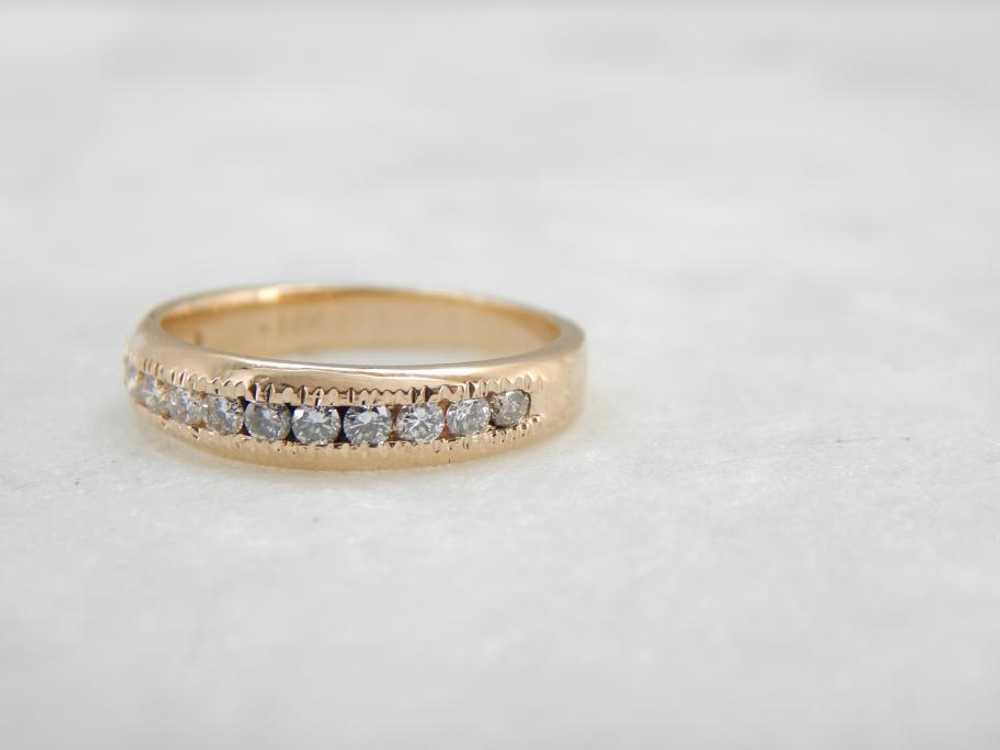 Bright Diamonds and Yellow Gold Wedding Band - image 2