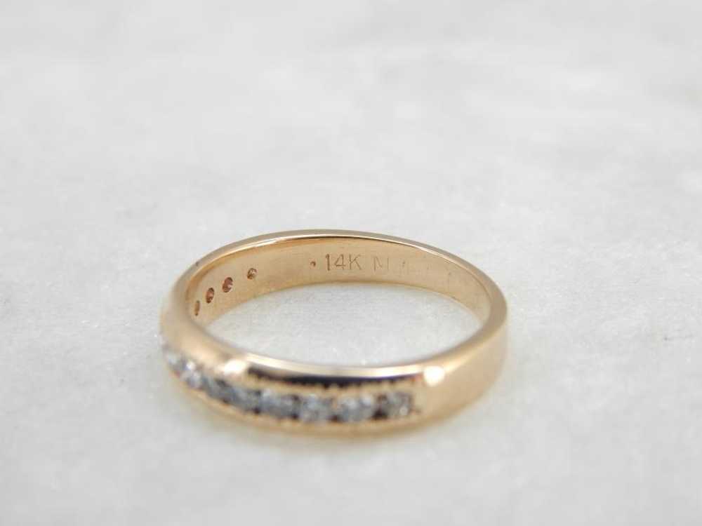 Bright Diamonds and Yellow Gold Wedding Band - image 3