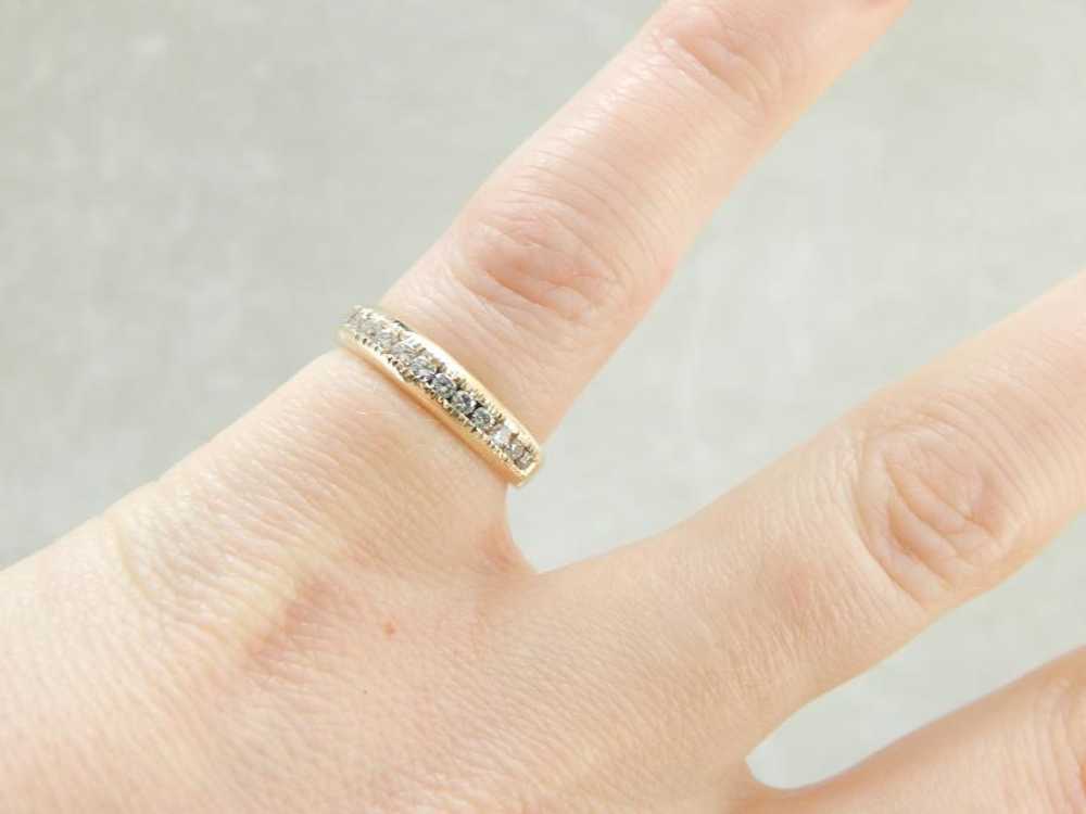 Bright Diamonds and Yellow Gold Wedding Band - image 4