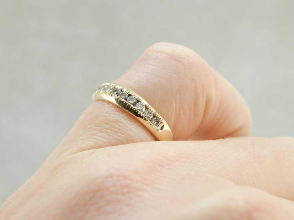 Bright Diamonds and Yellow Gold Wedding Band - image 5