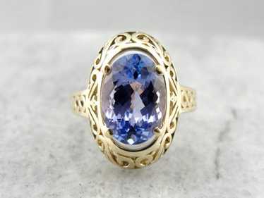 Large Purple Tanzanite Filigree Cocktail Ring - image 1