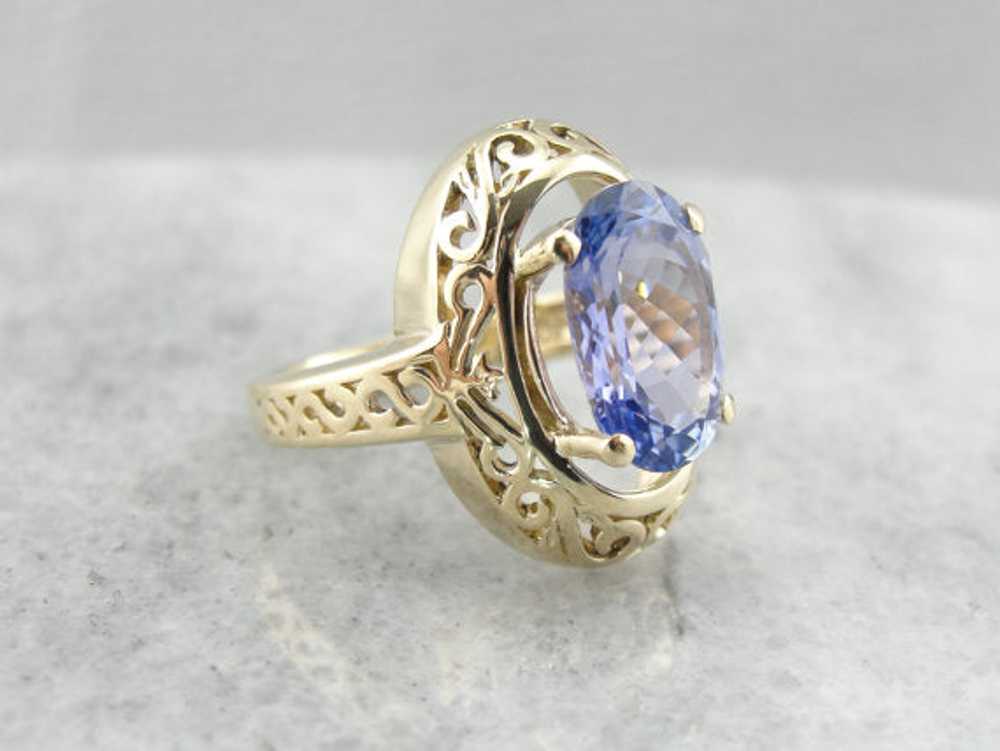 Large Purple Tanzanite Filigree Cocktail Ring - image 2