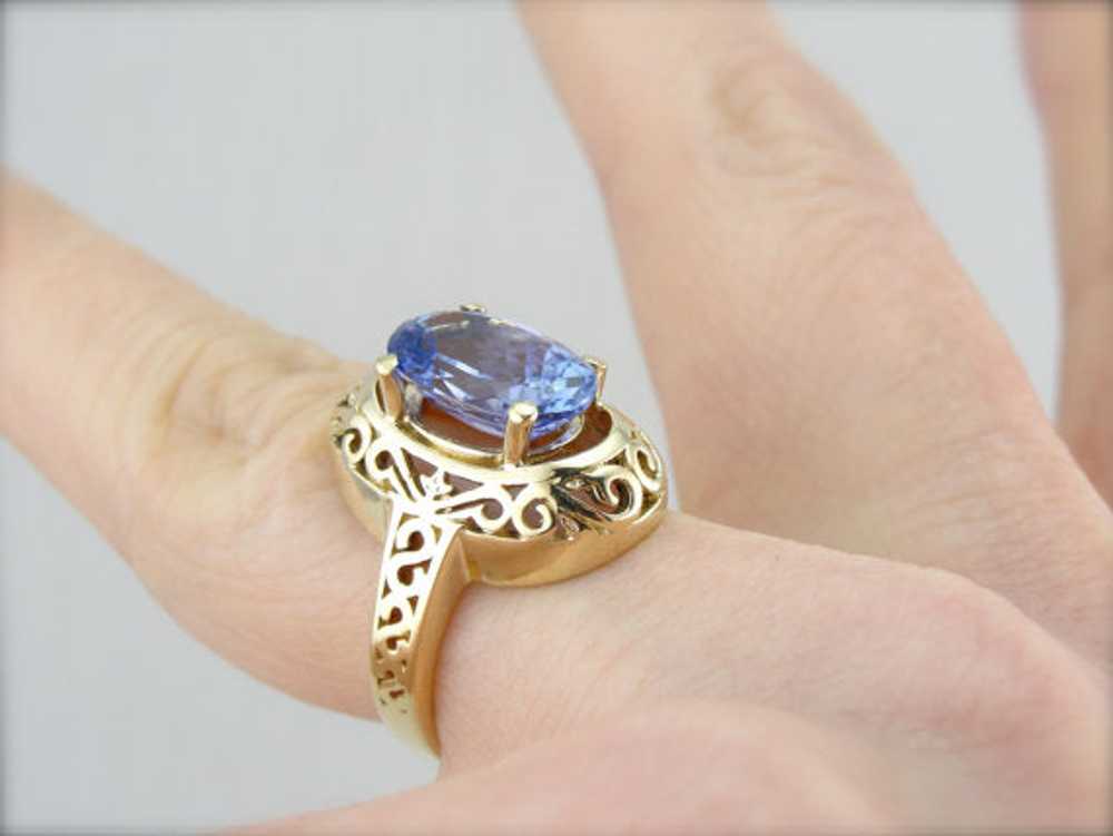 Large Purple Tanzanite Filigree Cocktail Ring - image 4