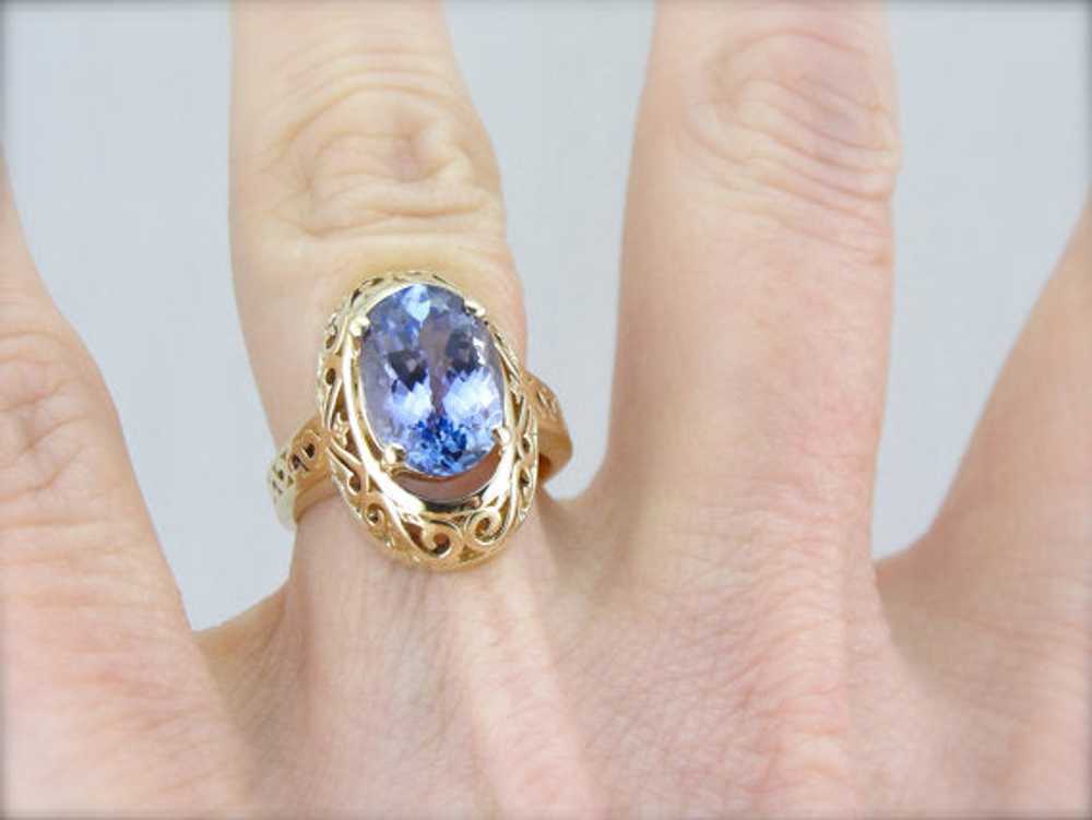 Large Purple Tanzanite Filigree Cocktail Ring - image 5