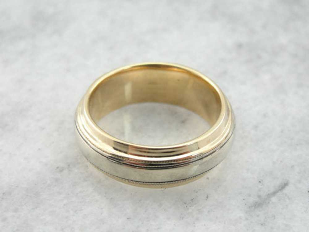 Yellow and White Gold Wedding Band - image 2