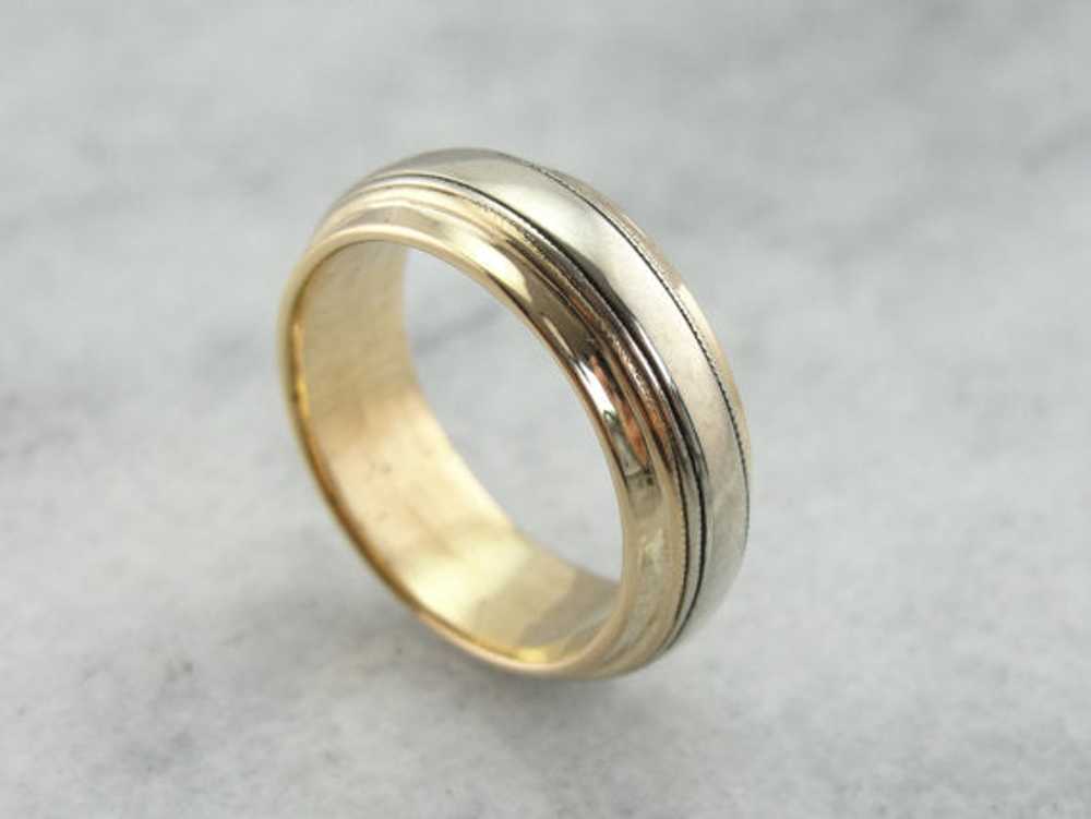 Yellow and White Gold Wedding Band - image 3