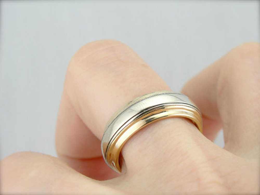 Yellow and White Gold Wedding Band - image 5