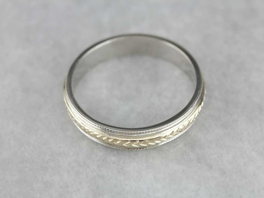 Men's Vintage Two Tone Gold Band - image 2