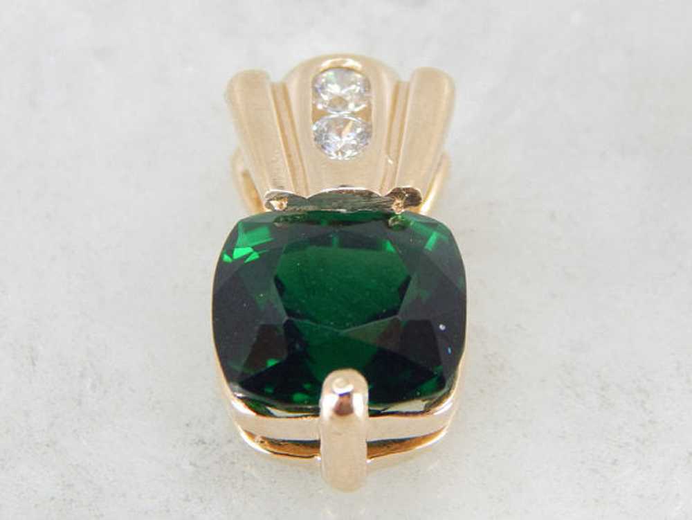 Rare Chrome Tourmaline set in a Modernist Diamond… - image 2