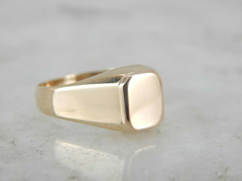 Unisex Signet Ring in Polished Yellow Gold - image 2