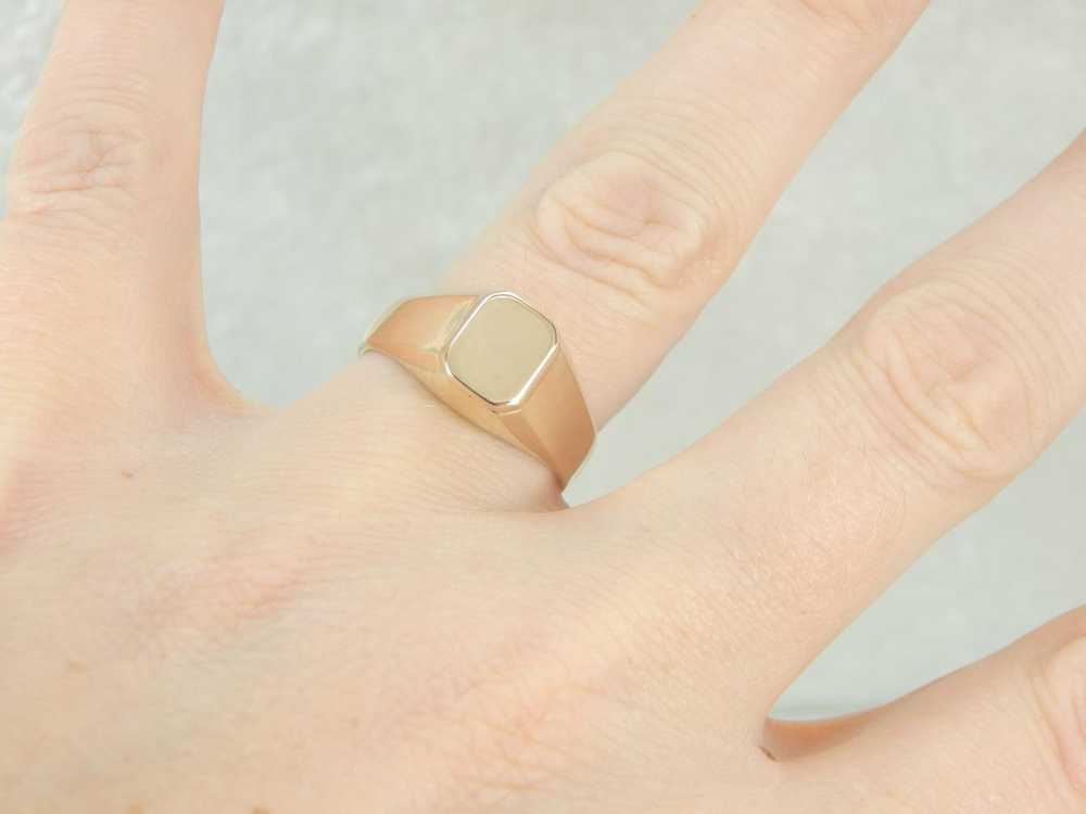 Unisex Signet Ring in Polished Yellow Gold - image 4