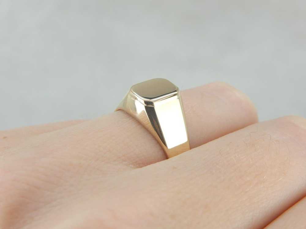 Unisex Signet Ring in Polished Yellow Gold - image 5