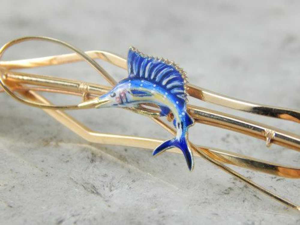 Enameled Swordfish Tie Clip - image 1