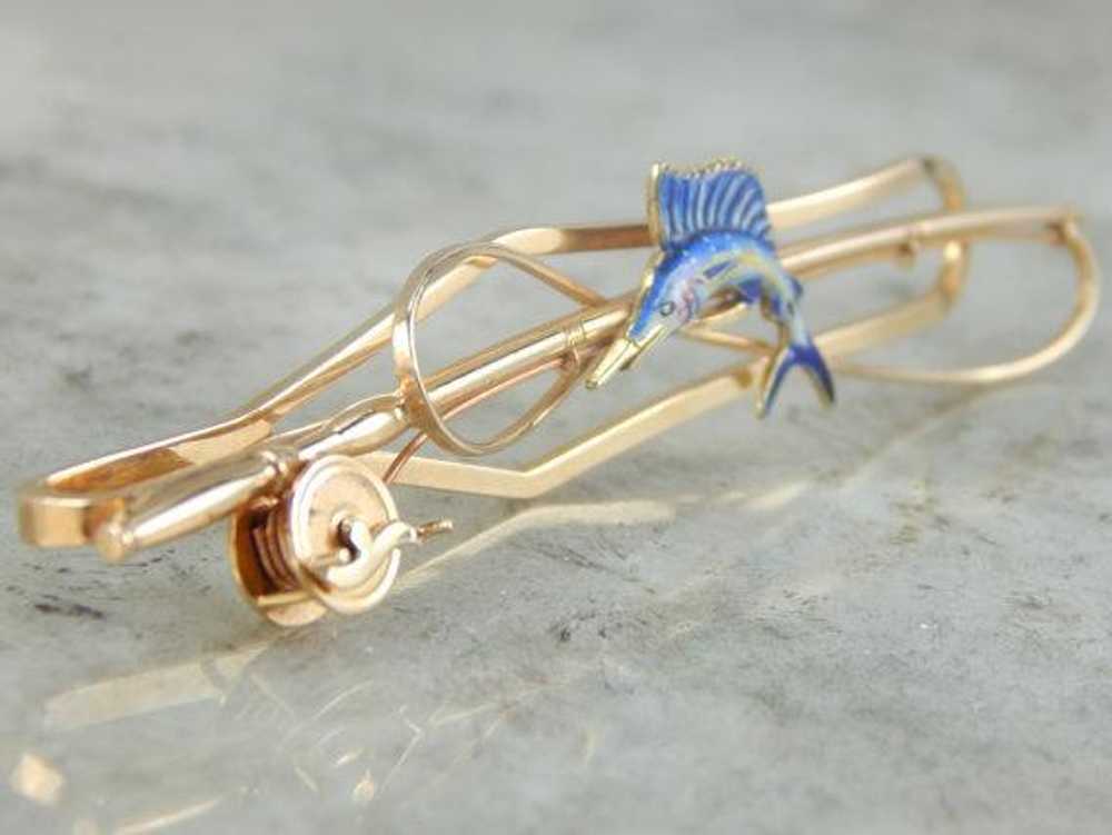 Enameled Swordfish Tie Clip - image 3