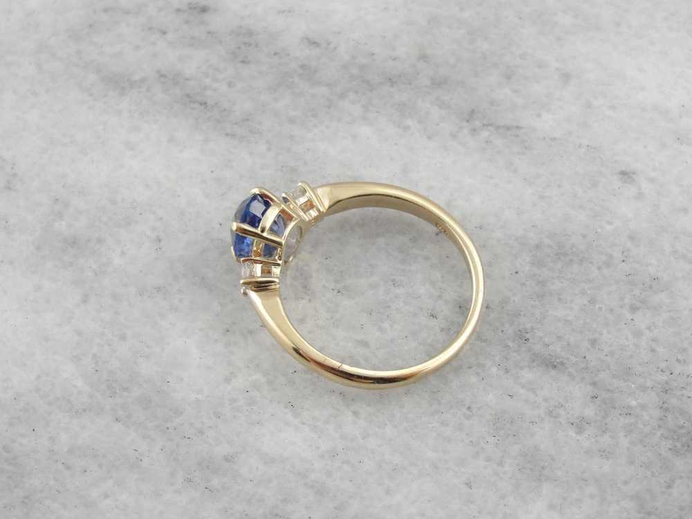 Classic Three Stone Sapphire and Diamond Engageme… - image 3