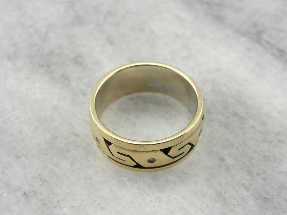 Bold Key: Vintage Wide Pattern and Diamond Band - image 3