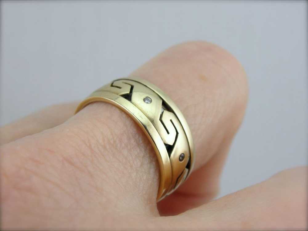 Bold Key: Vintage Wide Pattern and Diamond Band - image 4