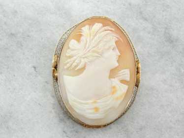 Yellow Gold Filigree Art Deco Cameo, Pendant or P… - image 1