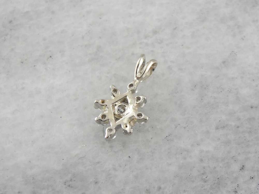 Diamond Snowflake, Sparkling Diamond Pendant in W… - image 3