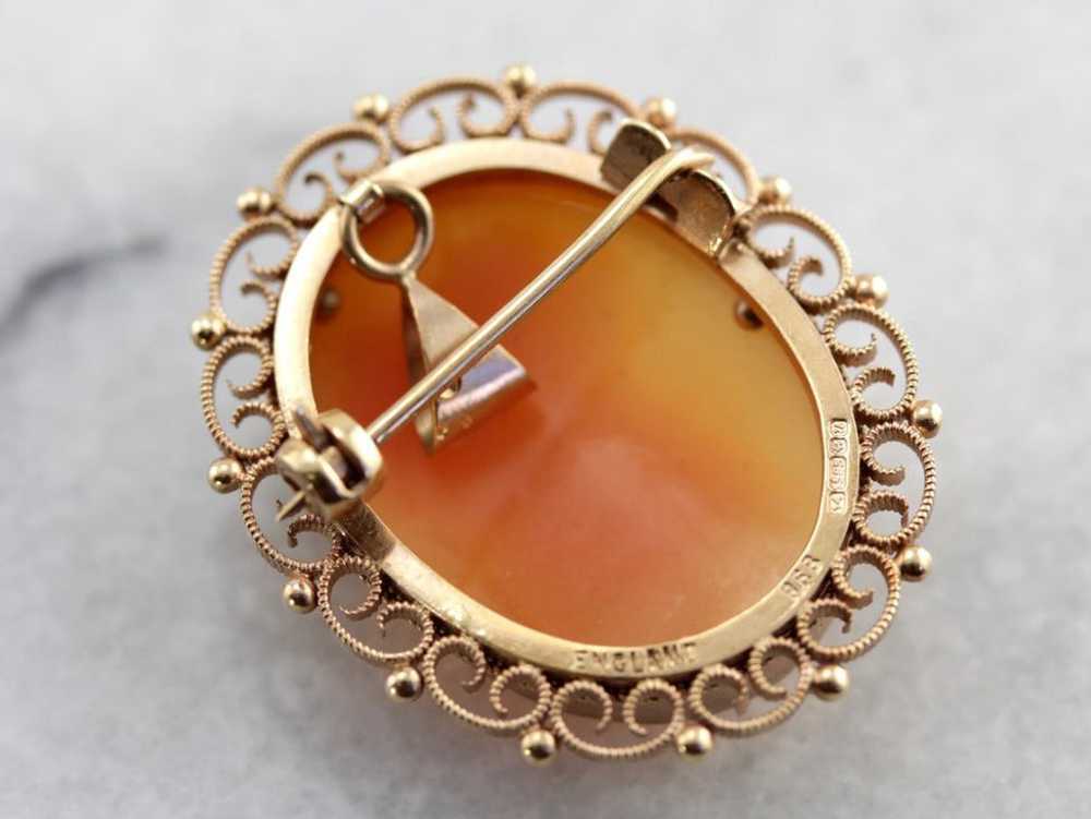 Ornate Cameo Gold Filigree Brooch Pendant - image 3