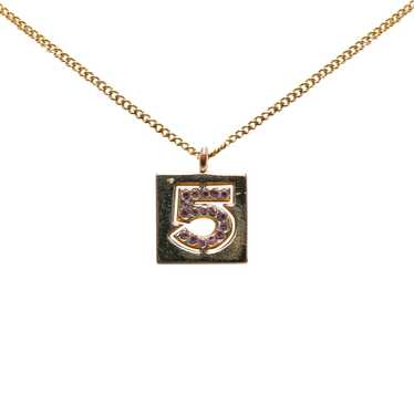 Gold Chanel Gold Plated Rhinestone No.5 Square Ne… - image 1