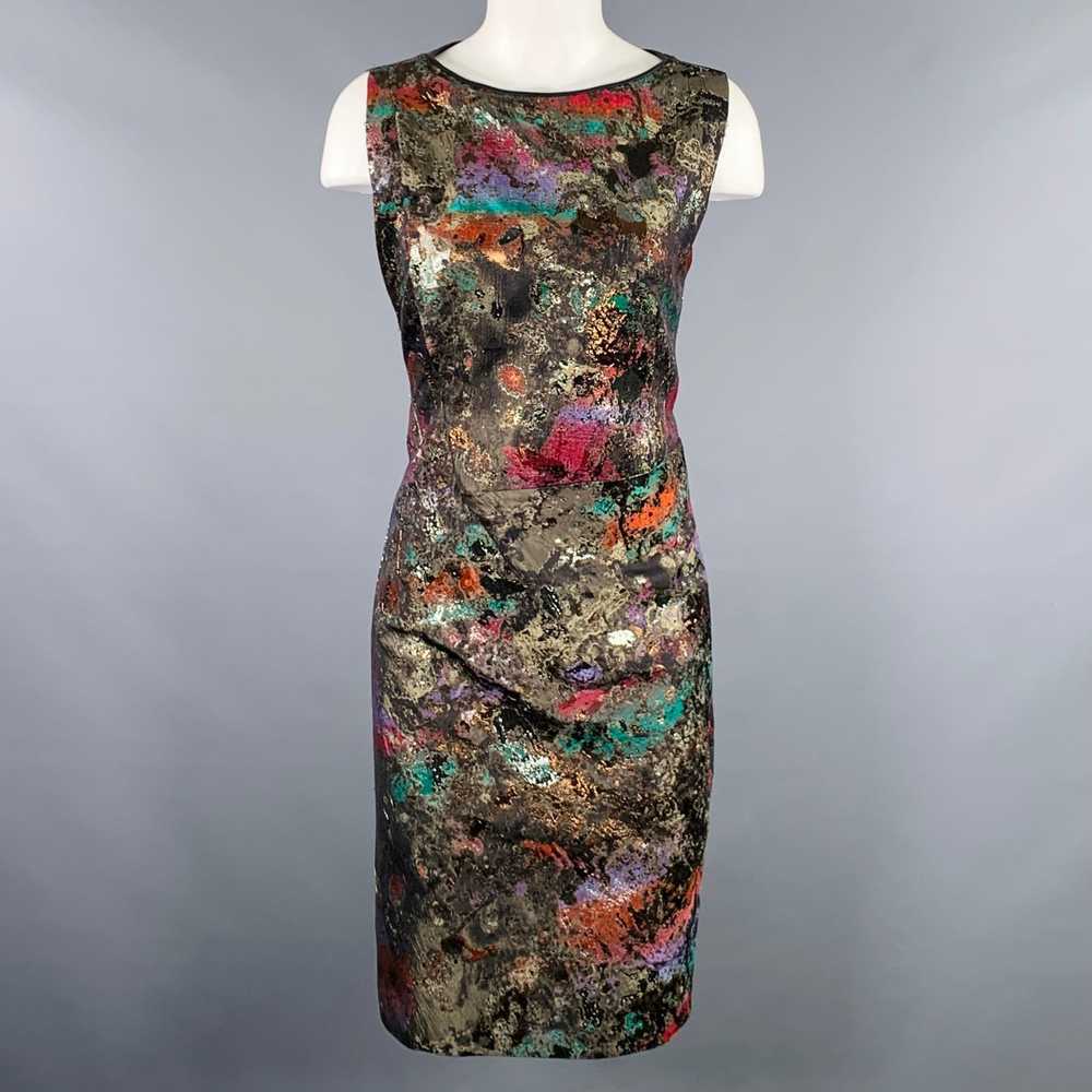 J.Mendel Black Multi Color Silk Blend Marbled Lam… - image 1