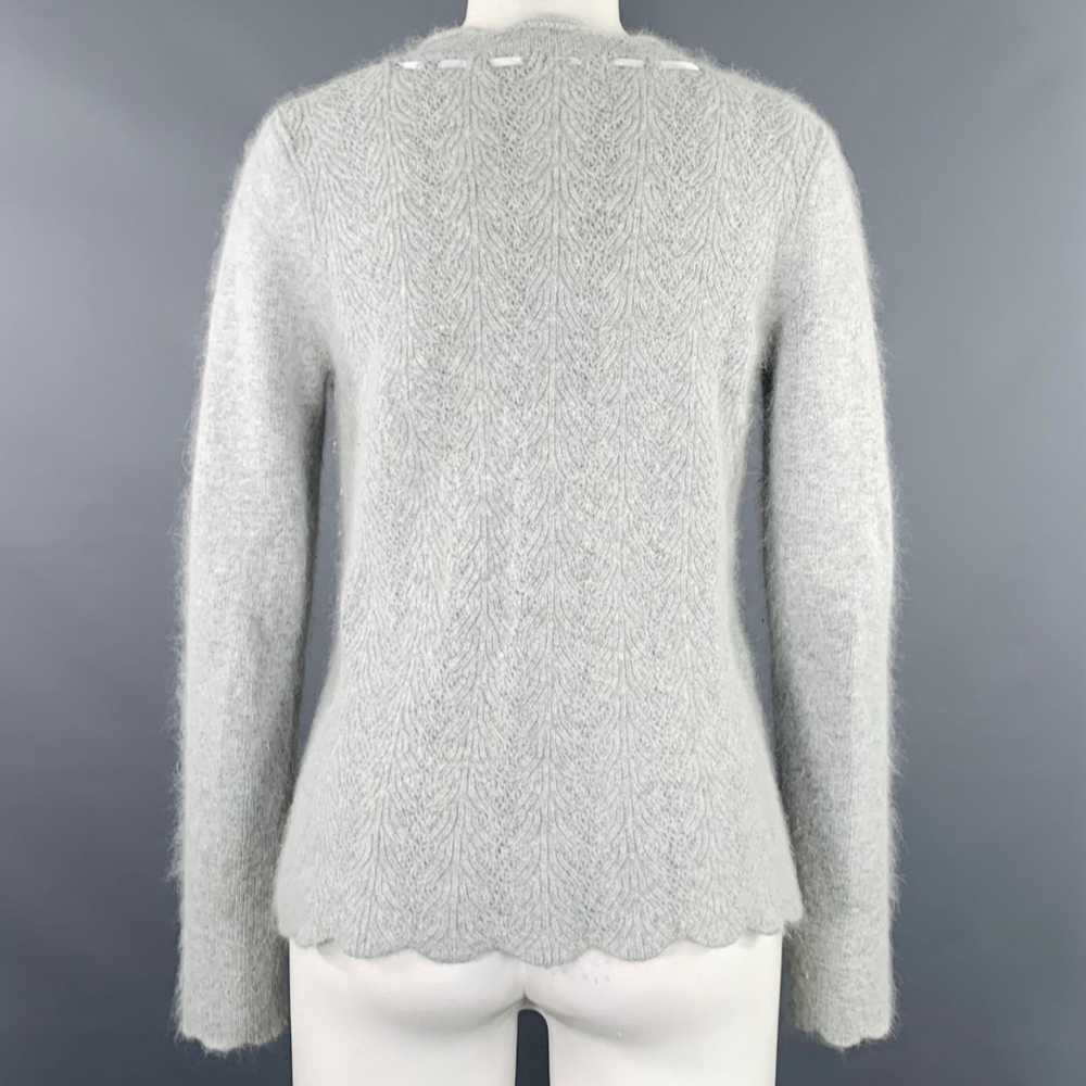 Other Grey Nylon Blend Ribbon Trim VNeck Sweater - image 4