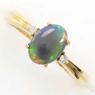 Other Other K18 Yellow Gold Ring with Black Opal … - image 1