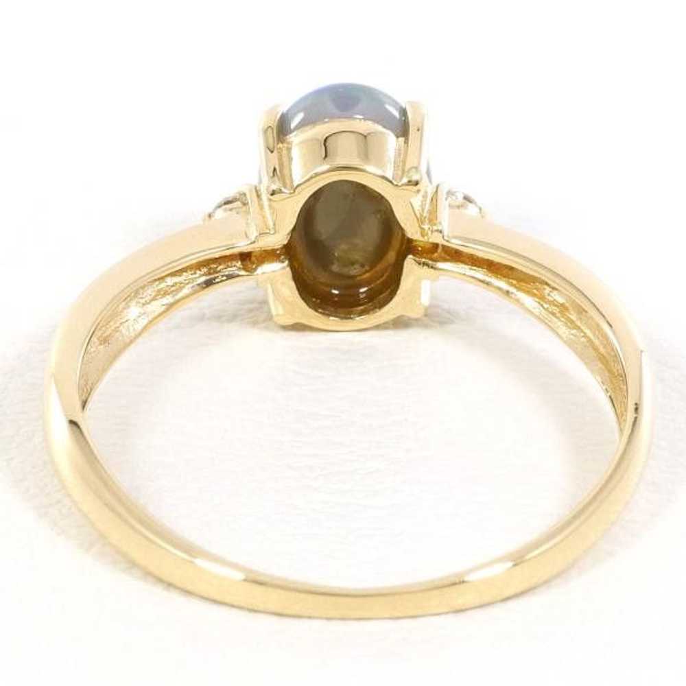 Other Other K18 Yellow Gold Ring with Black Opal … - image 5