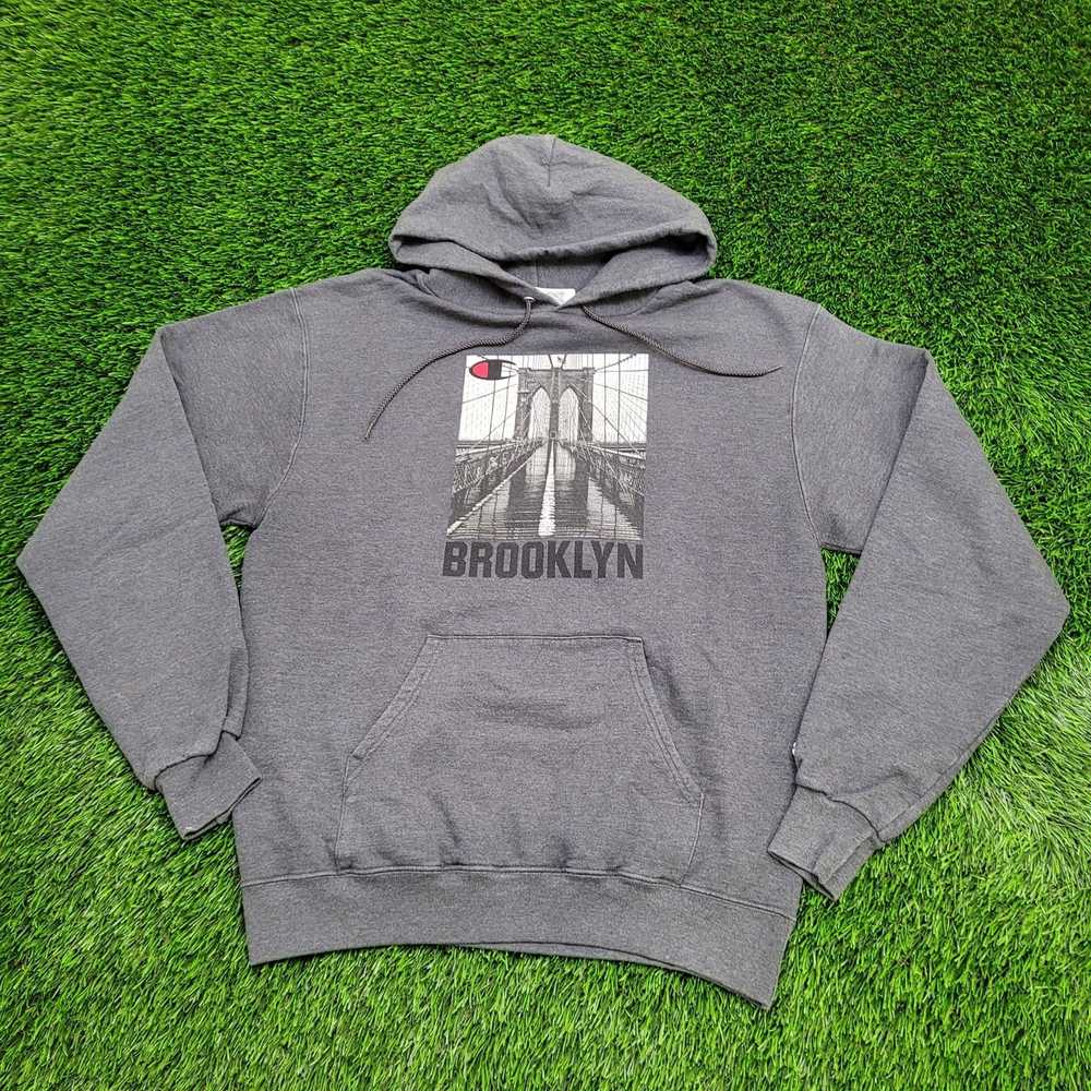 Champion Brooklyn New-York Hoodie Large 22x25 Gray - image 1