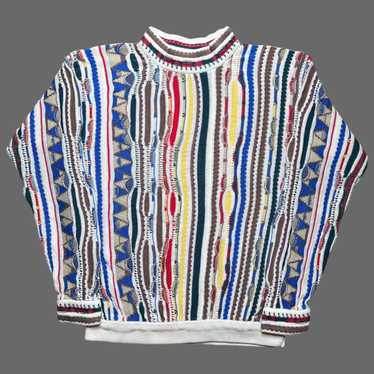 Vintage Coogi Style shops Sweater Adult L Colorful 3-D Striped Cotton Traders 1990’s