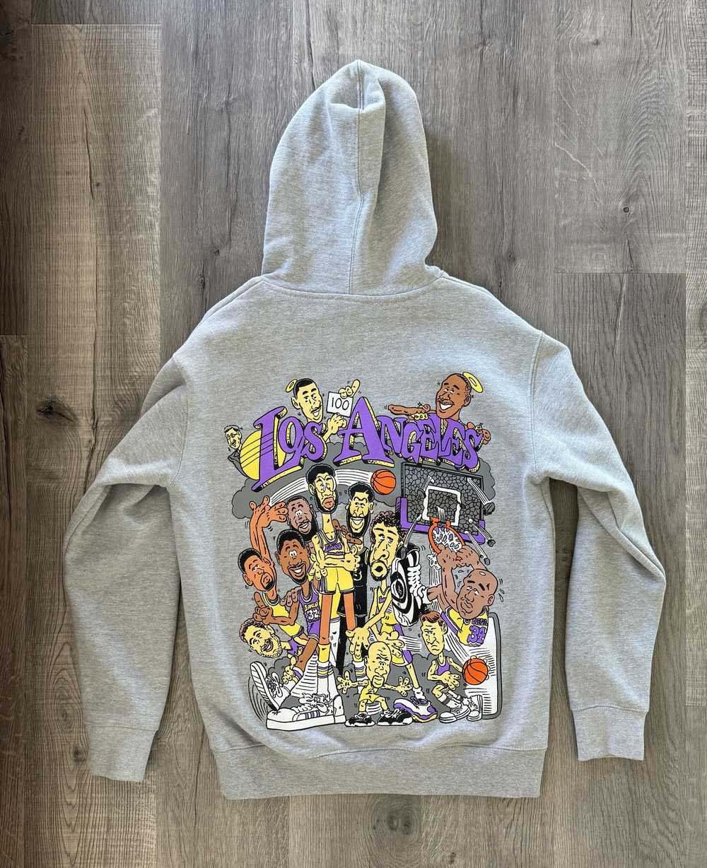 NBA Vintage Style LA Lakers Legends Cartoon Hoodie - image 1